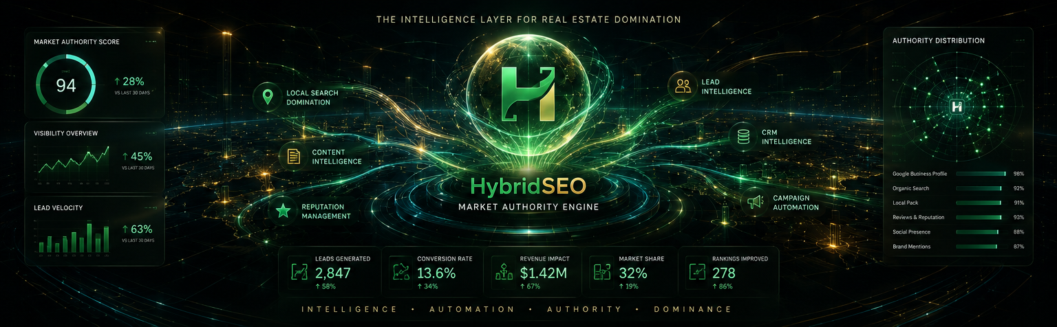 HybridSEO Intelligence Core market authority engine visualization
